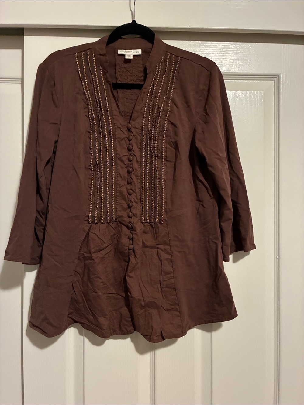 Coldwater Creek Chocolate Brown Button-Front Tunic